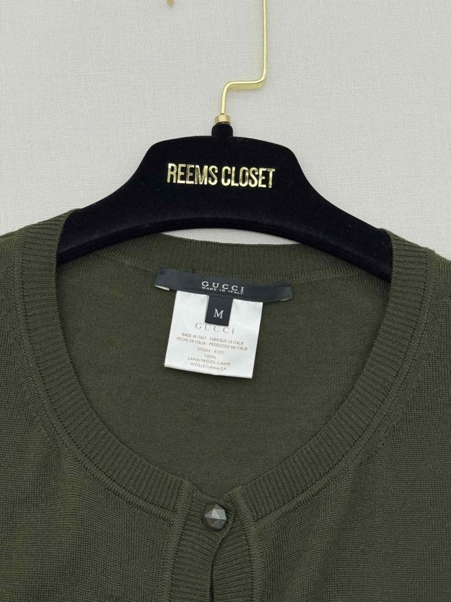 Pre - loved GUCCI Khaki Size Medium Cardigan at Reems Closet