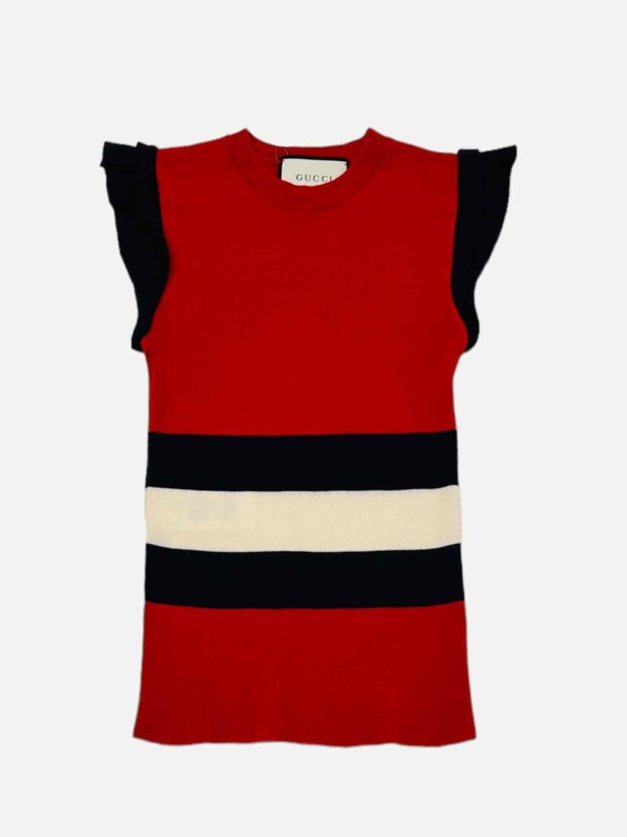 Pre - loved GUCCI Knitted Red Stripe Top at Reems Closet