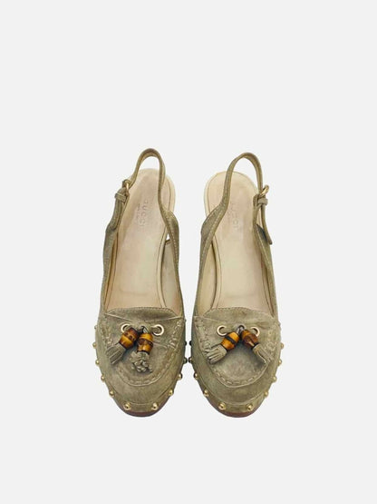 Pre - loved GUCCI Loafer Clog Grey Size EU 39 Slingbacks at Reems Closet