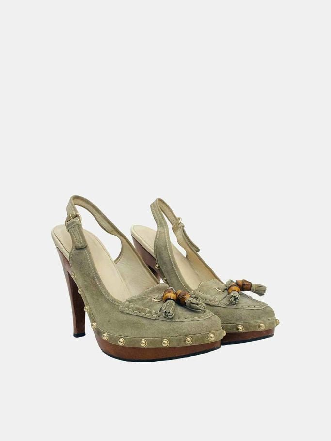Pre - loved GUCCI Loafer Clog Grey Size EU 39 Slingbacks at Reems Closet