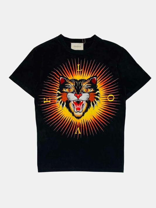 Pre - loved GUCCI Love Tiger Black Multicolor T-shirt at Reems Closet