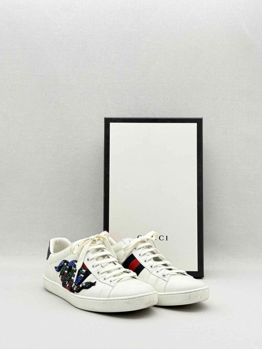Pre - loved GUCCI Low Top Beige Embellished Size EU 37.5 Sneakers at Reems Closet