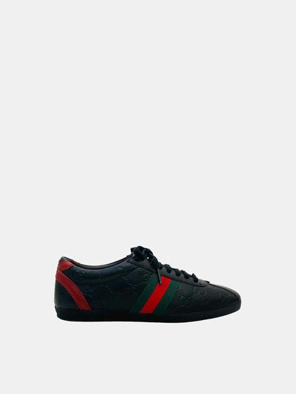 Pre - loved GUCCI Low Top Black Guccissima Sneakers 36.5 at Reems Closet