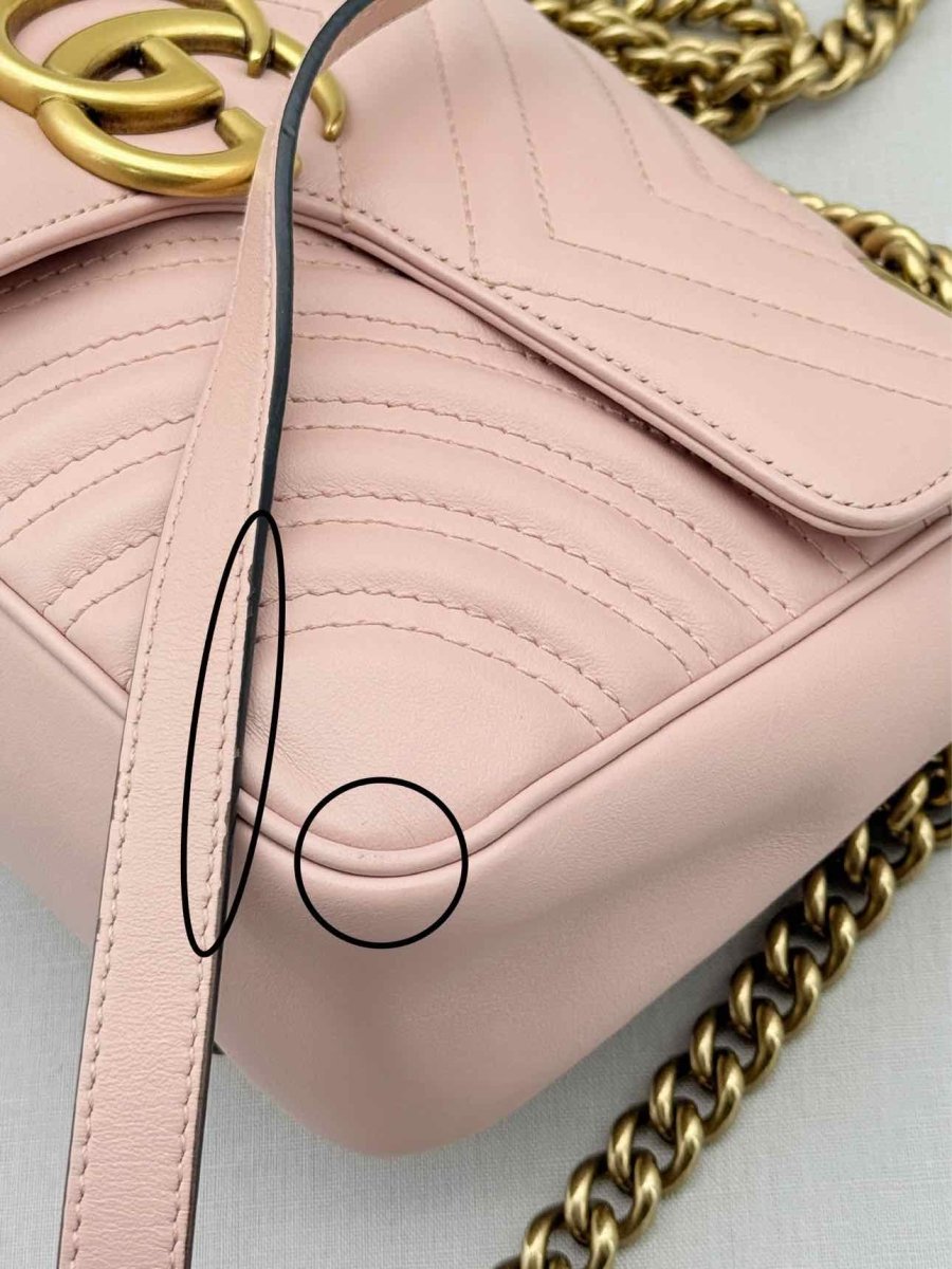 Pre - loved GUCCI Marmont Pale Pink Shoulder Bag at Reems Closet