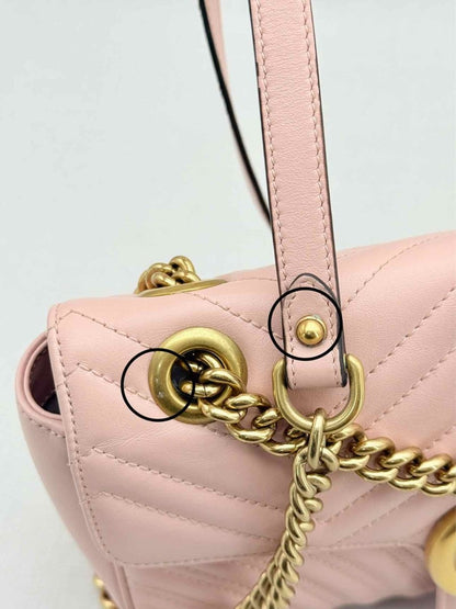 Pre - loved GUCCI Marmont Pale Pink Shoulder Bag at Reems Closet