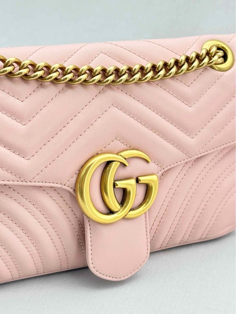 Pre - loved GUCCI Marmont Pale Pink Shoulder Bag at Reems Closet