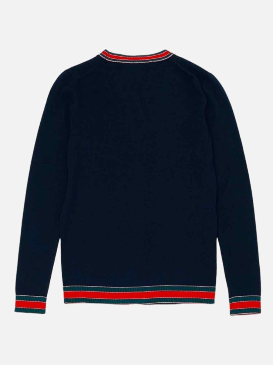 Pre - loved GUCCI Navy Blue Cardigan at Reems Closet