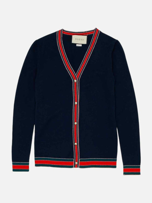 Pre - loved GUCCI Navy Blue Cardigan at Reems Closet