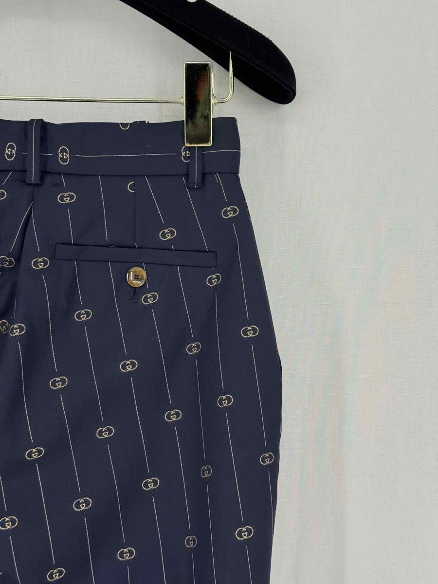 Pre - loved GUCCI Navy Blue Logo Fabric Size US 2 Pants at Reems Closet