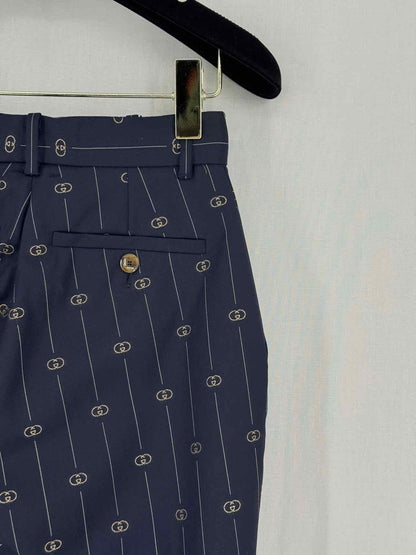 Pre - loved GUCCI Navy Blue Logo Fabric Size US 2 Pants at Reems Closet
