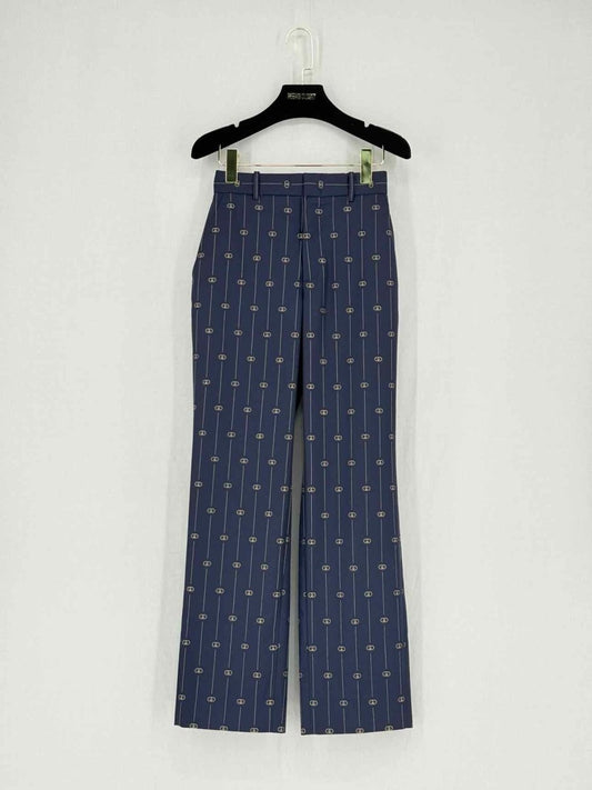 Pre - loved GUCCI Navy Blue Logo Fabric Size US 2 Pants at Reems Closet