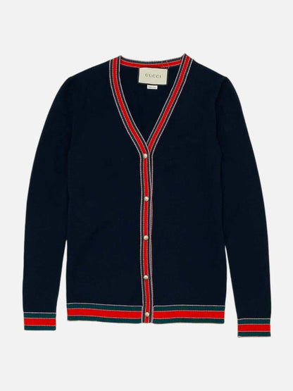 Pre - loved GUCCI Navy Blue Size XSmall Cardigan at Reems Closet