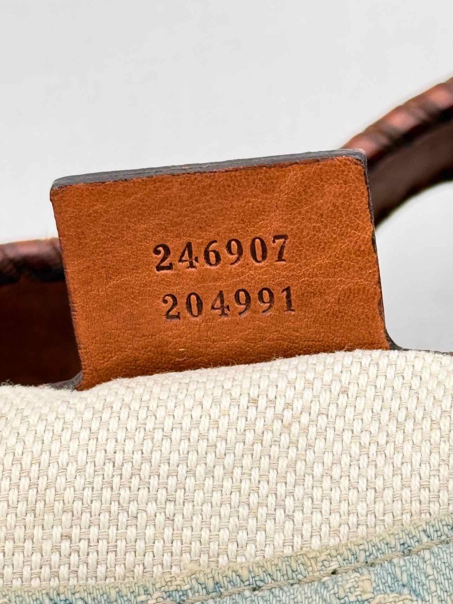 Pre - loved GUCCI New Jackie Blue & Brown GG Hobo bag at Reems Closet