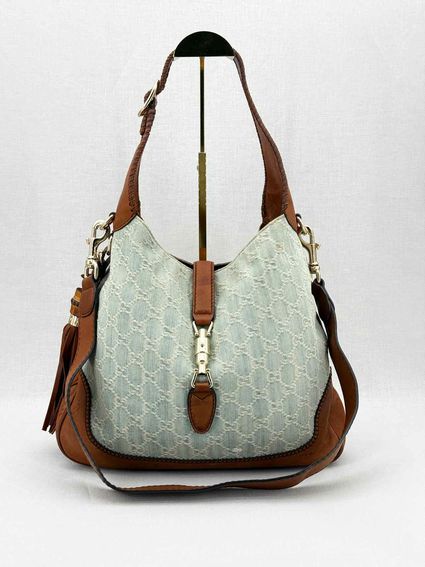 Pre - loved GUCCI New Jackie Blue & Brown GG Hobo bag at Reems Closet