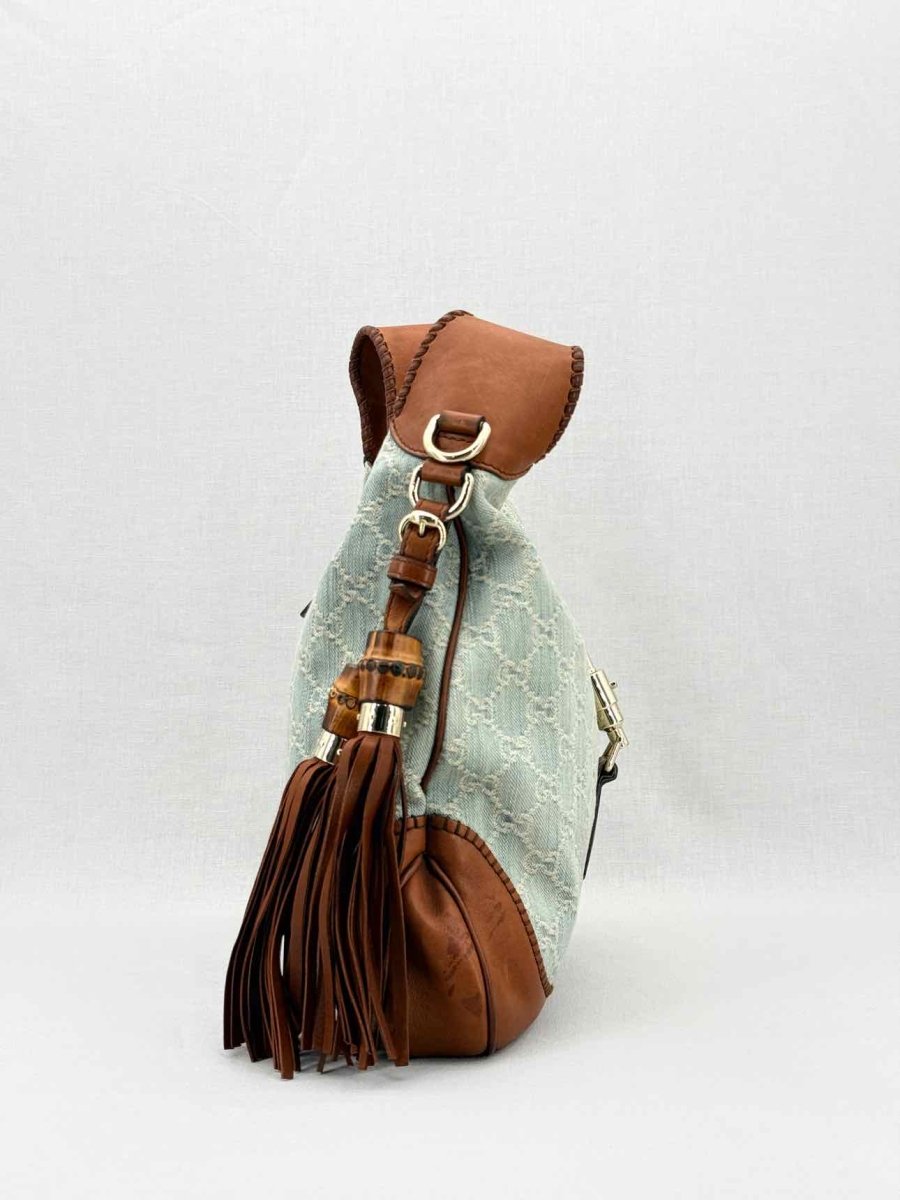 Pre - loved GUCCI New Jackie Blue & Brown GG Hobo bag at Reems Closet