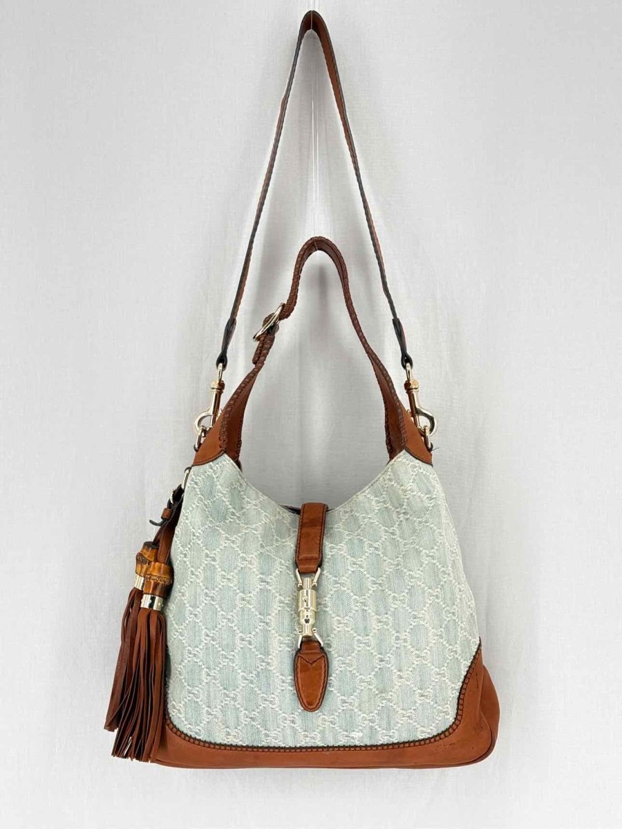 Pre - loved GUCCI New Jackie Blue & Brown GG Hobo bag at Reems Closet
