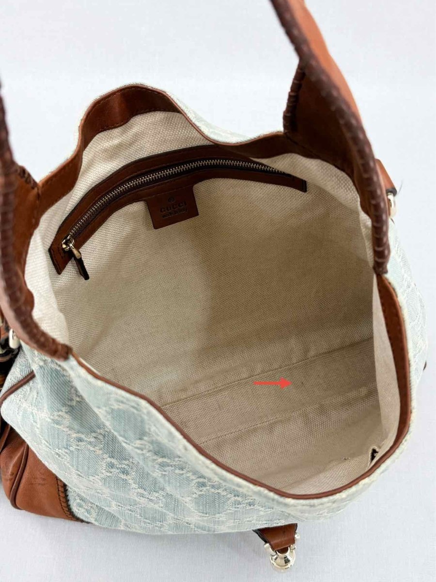 Pre - loved GUCCI New Jackie Blue & Brown GG Hobo bag at Reems Closet