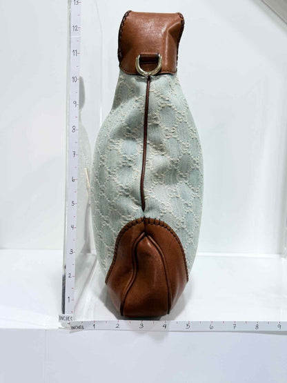 Pre - loved GUCCI New Jackie Blue & Brown GG Hobo bag at Reems Closet