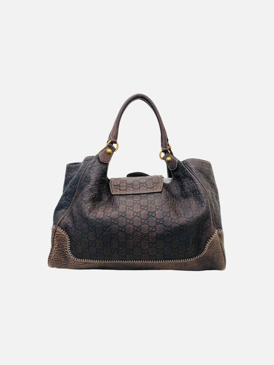 Pre - loved GUCCI New Pelham Brown Guccissima Tote Bag at Reems Closet