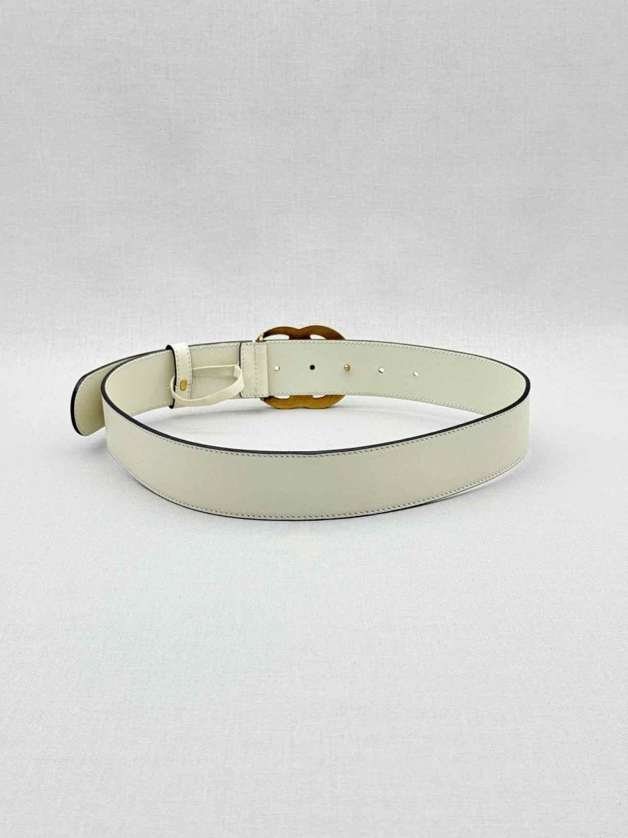 Pre - loved GUCCI Off - white GG Belt at Reems Closet