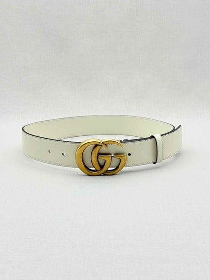 Pre - loved GUCCI Off - white GG Belt at Reems Closet