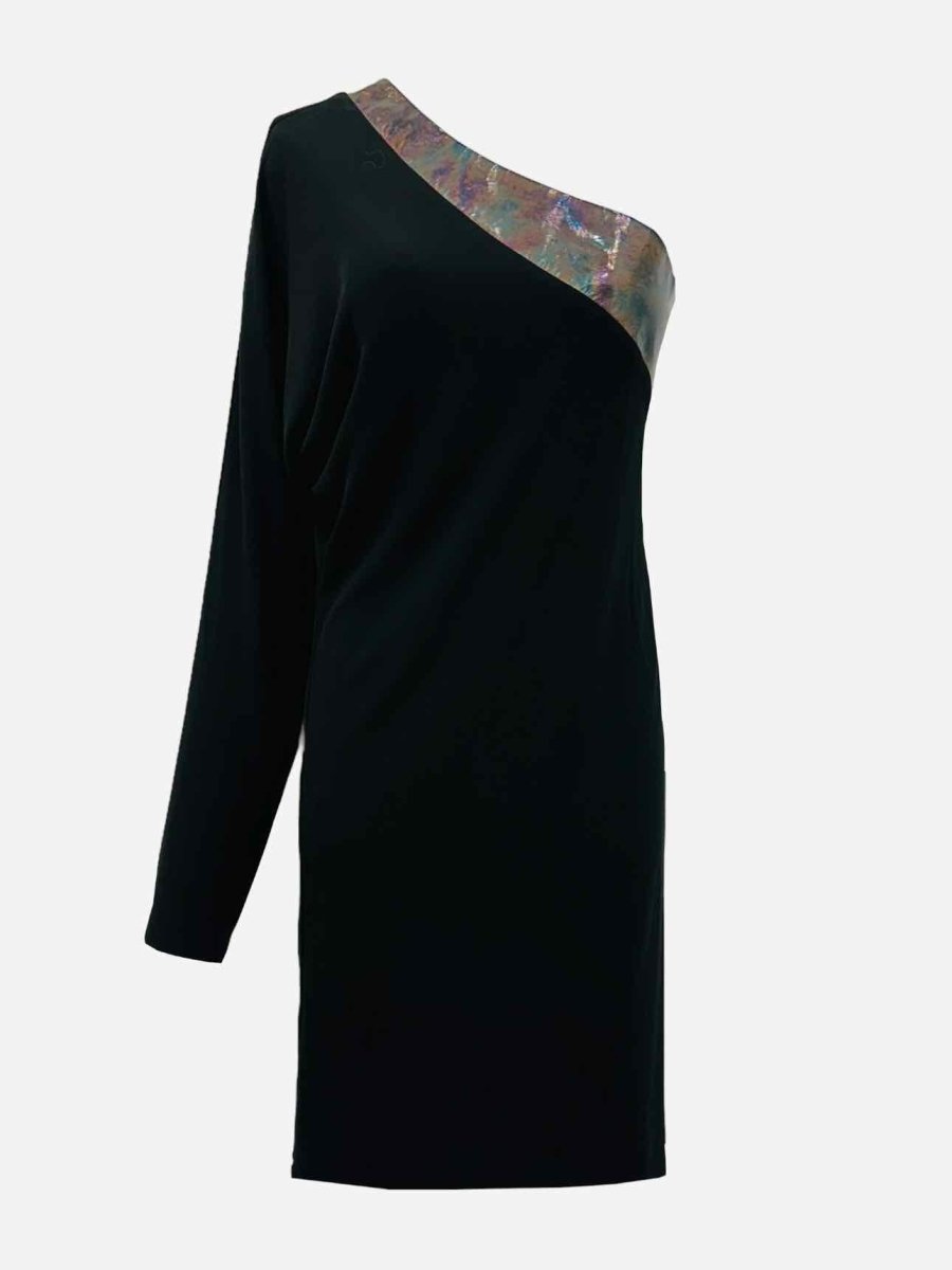 Pre-loved GUCCI One Shoulder Black Mini Dress from Reems Closet