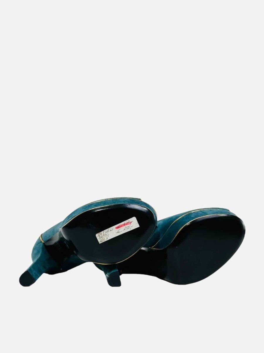 Pre - loved GUCCI Open Toe Teal Blue Size EU 38.5 Pumps at Reems Closet