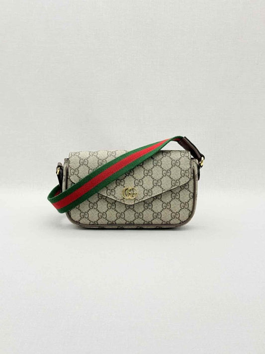 Pre - loved GUCCI Ophidia Beige & Brown GG Supreme Crossbody at Reems Closet