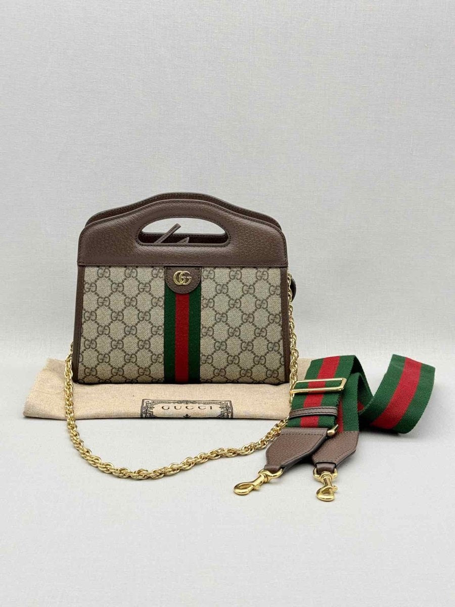 Pre - loved GUCCI Ophidia Beige & Brown GG Supreme Tote Bag at Reems Closet