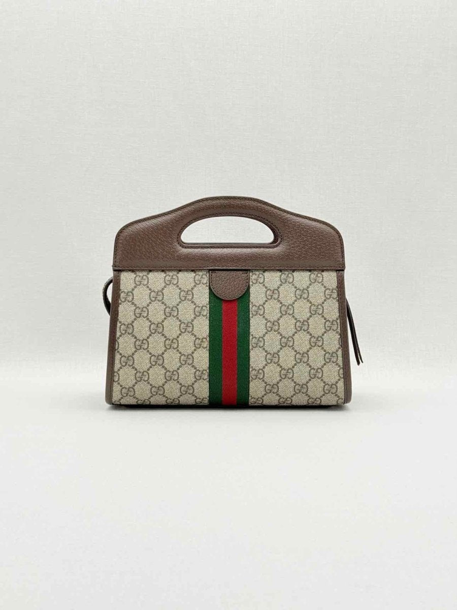 Pre - loved GUCCI Ophidia Beige & Brown GG Supreme Tote Bag at Reems Closet