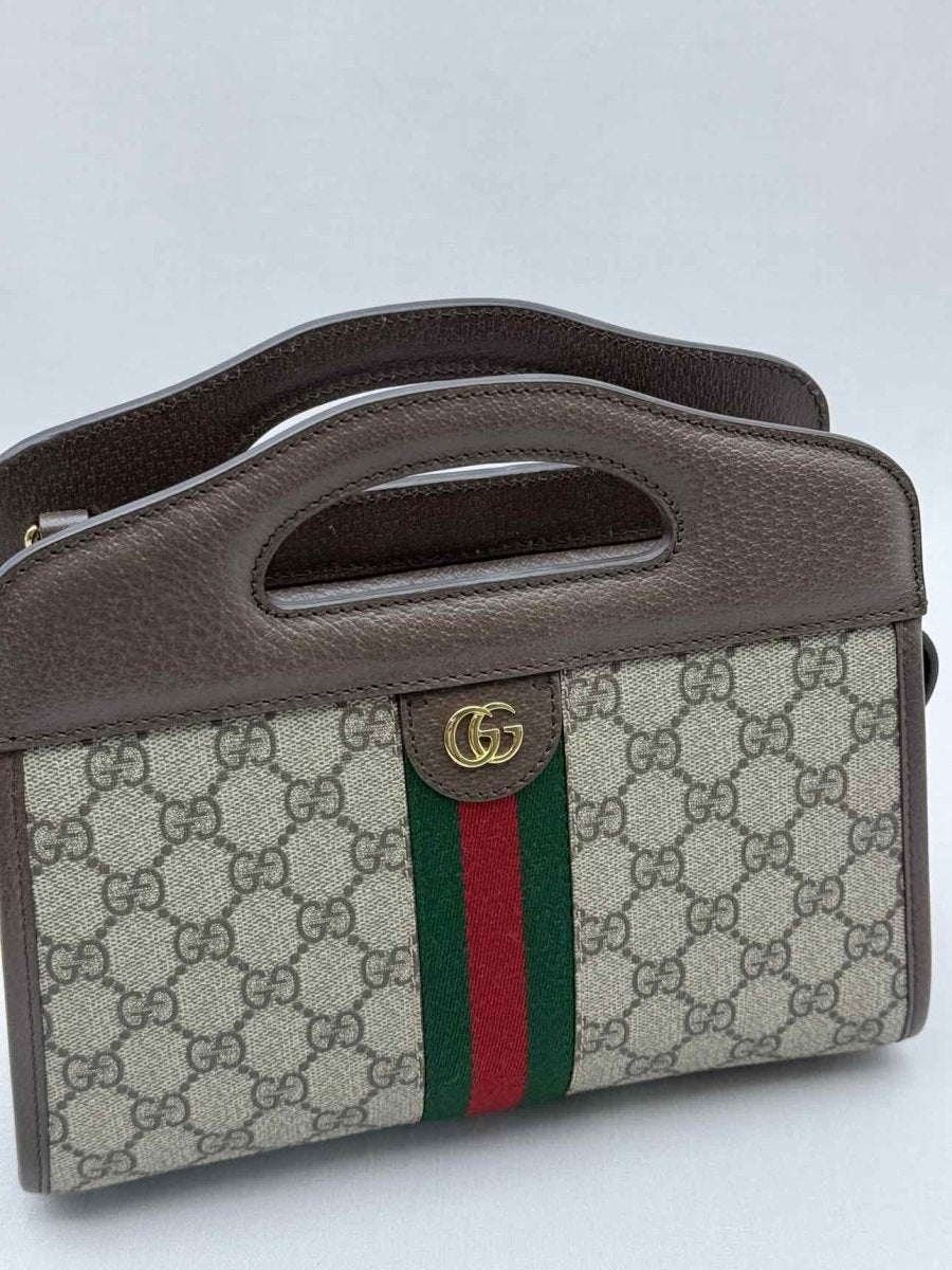 Pre - loved GUCCI Ophidia Beige & Brown GG Supreme Tote Bag at Reems Closet