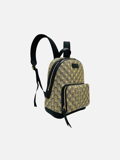 Pre - loved GUCCI Ophidia Brown & Black GG Supreme Bees Backpack at Reems Closet