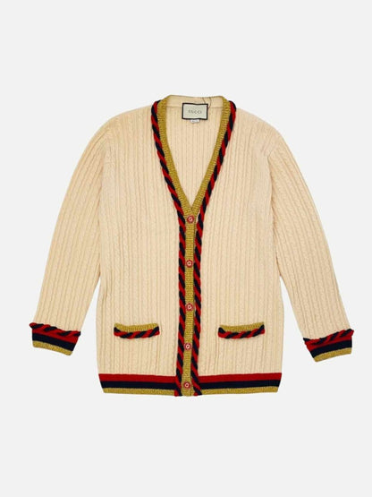 Pre - loved GUCCI Oversized Beige Cardigan at Reems Closet