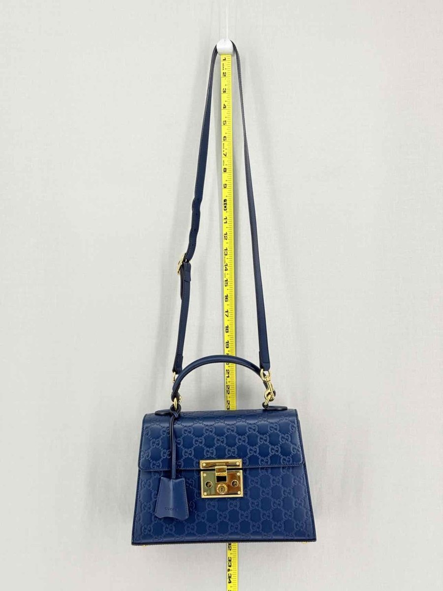 Pre-loved GUCCI Padlock Blue Guccissima Top Handle at Reems Closet