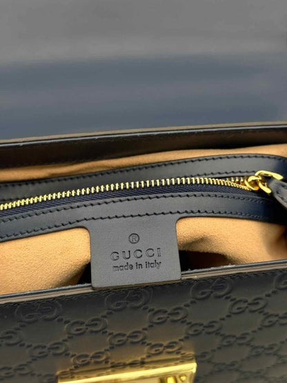 Pre-loved GUCCI Padlock Blue Guccissima Top Handle at Reems Closet