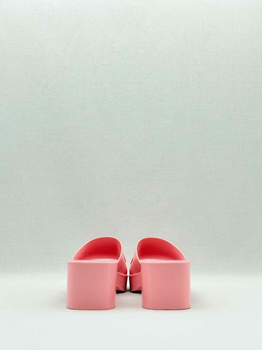 Pre - loved GUCCI Pink Embossed Size EU 38 Heeled Sandals at Reems Closet