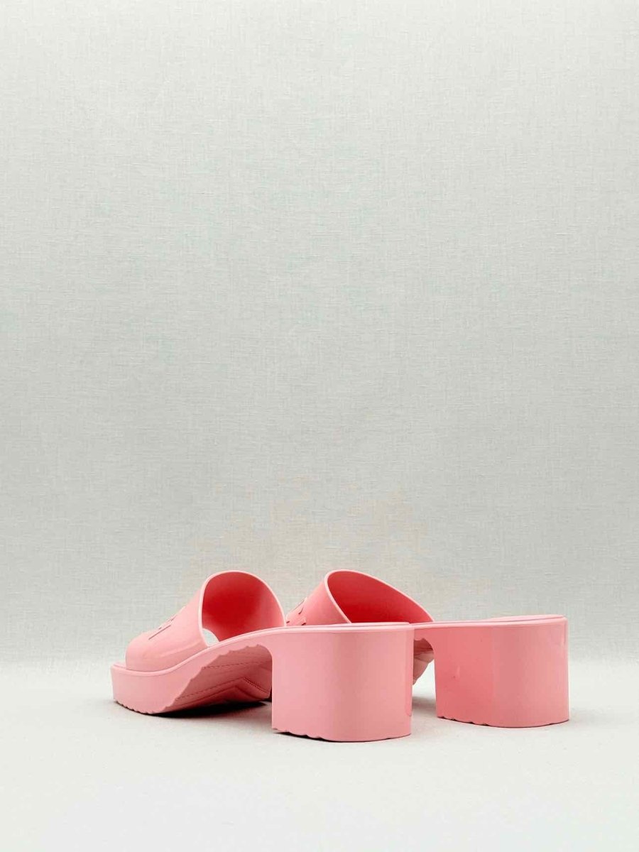 Pre - loved GUCCI Pink Embossed Size EU 38 Heeled Sandals at Reems Closet