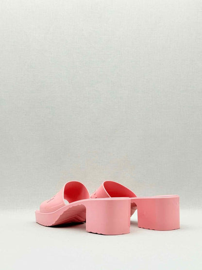 Pre - loved GUCCI Pink Embossed Size EU 38 Heeled Sandals at Reems Closet