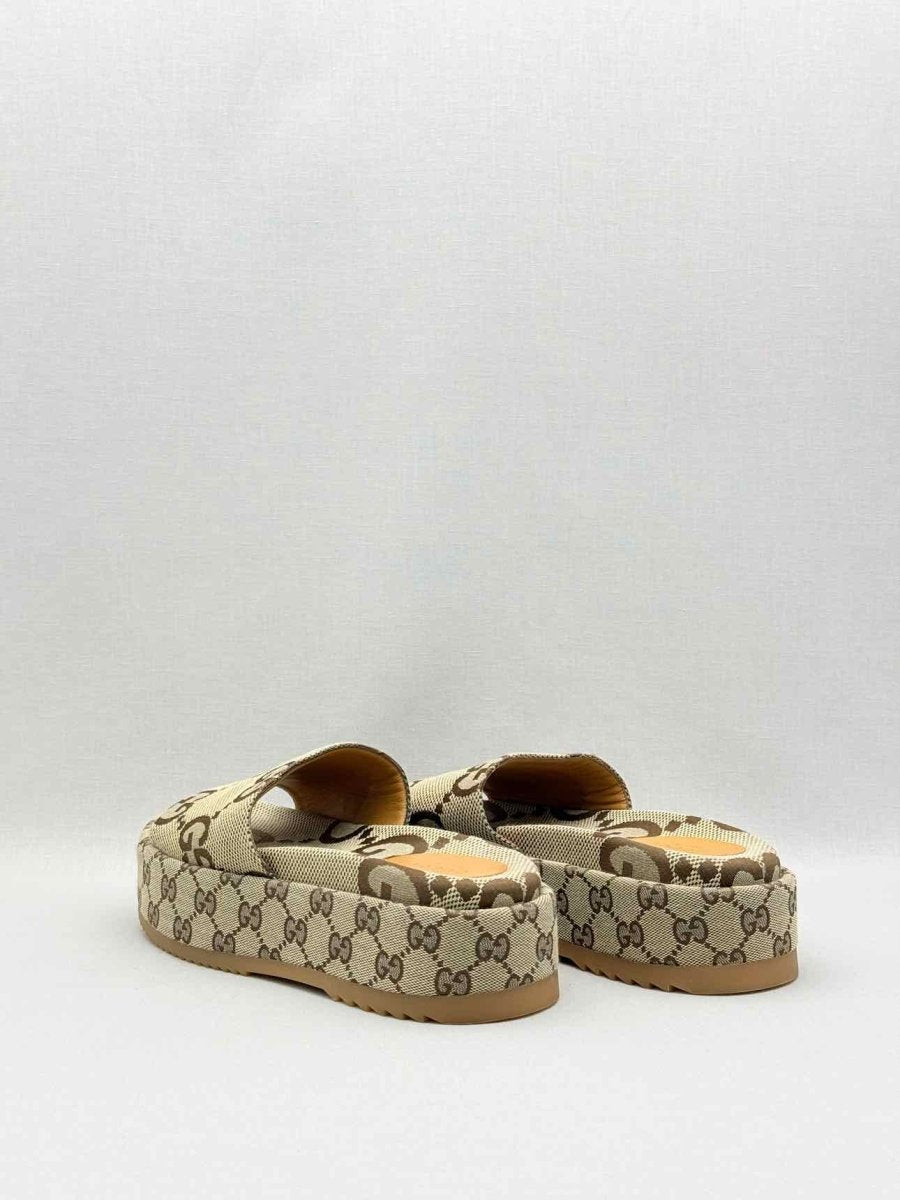 Pre-loved GUCCI Platform Beige & Brown Maxi GG Size EU 38 Slides at Reems Closet