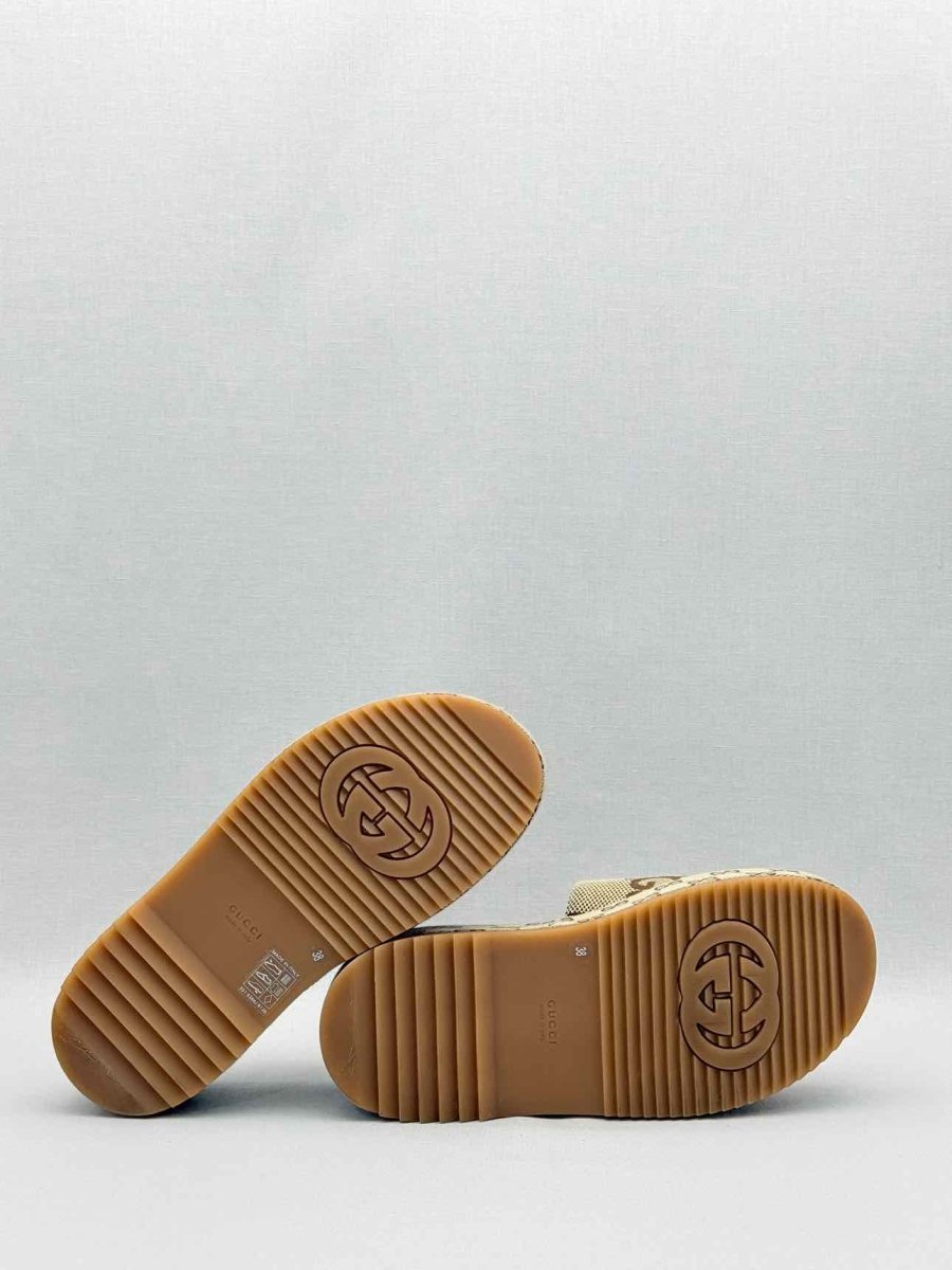 Pre-loved GUCCI Platform Beige & Brown Maxi GG Size EU 38 Slides at Reems Closet