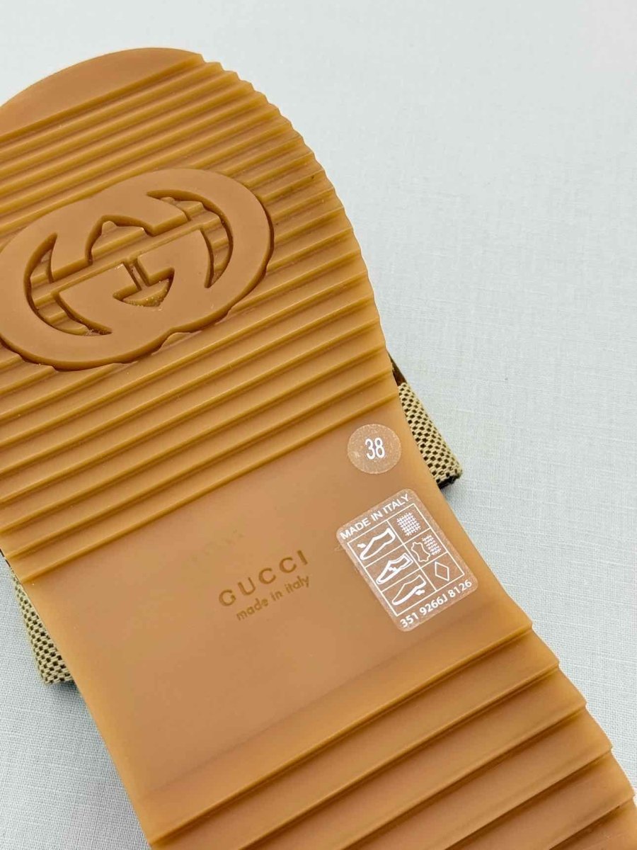 Pre-loved GUCCI Platform Beige & Brown Maxi GG Size EU 38 Slides at Reems Closet