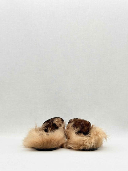 Pre - loved GUCCI Princetown Black & Beige Size EU 38.5 Mules at Reems Closet