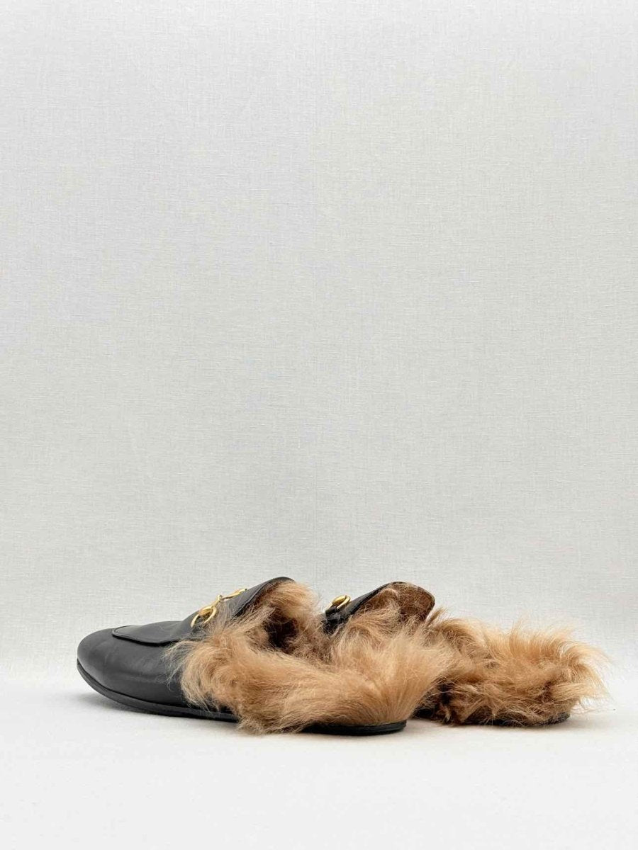 Pre - loved GUCCI Princetown Black & Beige Size EU 38.5 Mules at Reems Closet