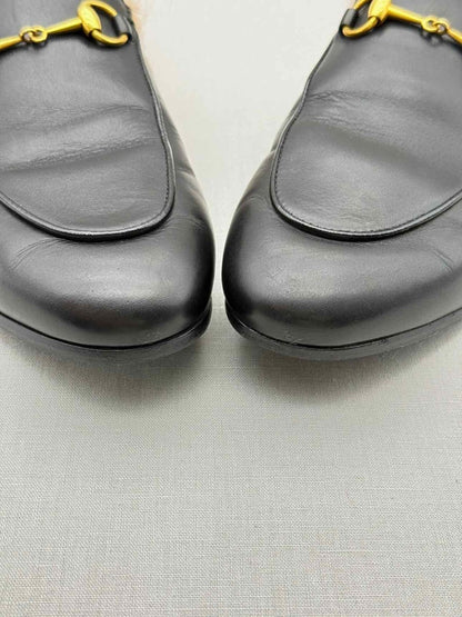 Pre - loved GUCCI Princetown Black & Beige Size EU 38.5 Mules at Reems Closet