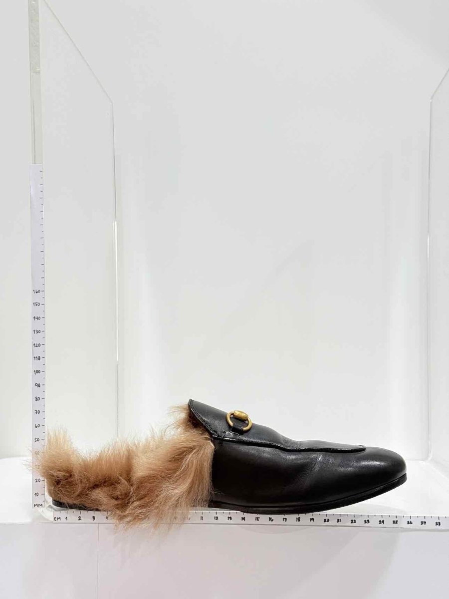 Pre - loved GUCCI Princetown Black & Beige Size EU 38.5 Mules at Reems Closet