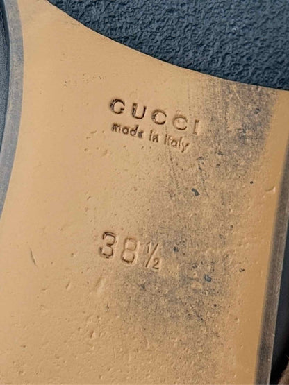 Pre - loved GUCCI Princetown Black & Beige Size EU 38.5 Mules at Reems Closet