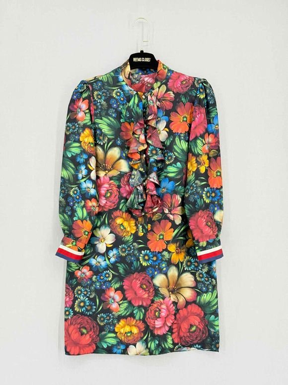 Pre - loved GUCCI Red Multicolor Floral Print Size US 4 Short Dress at Reems Closet