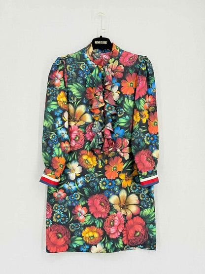 Pre - loved GUCCI Red Multicolor Floral Print Size US 4 Short Dress at Reems Closet
