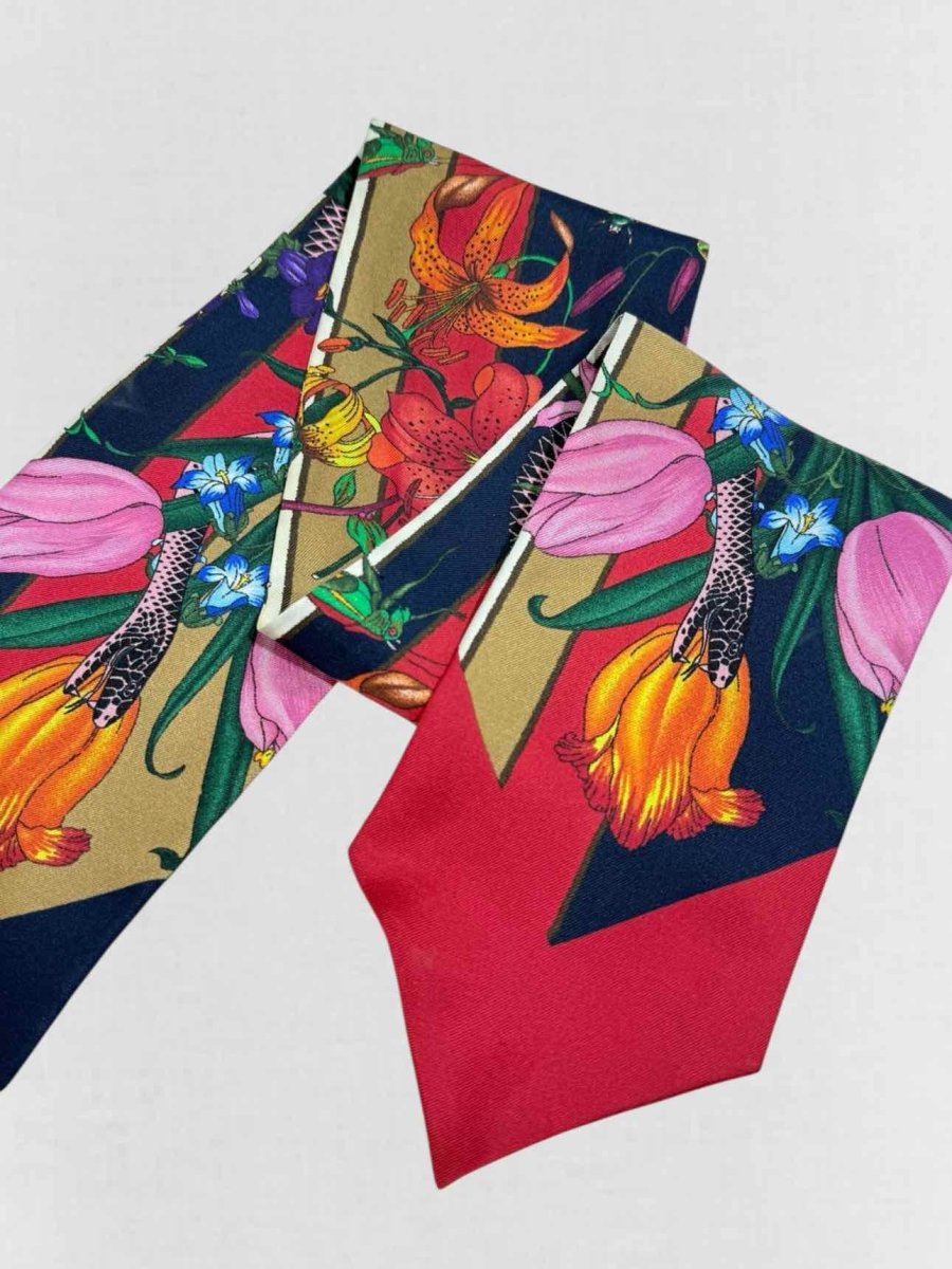 Pre - loved GUCCI Red Multicolor Floral Twill at Reems Closet