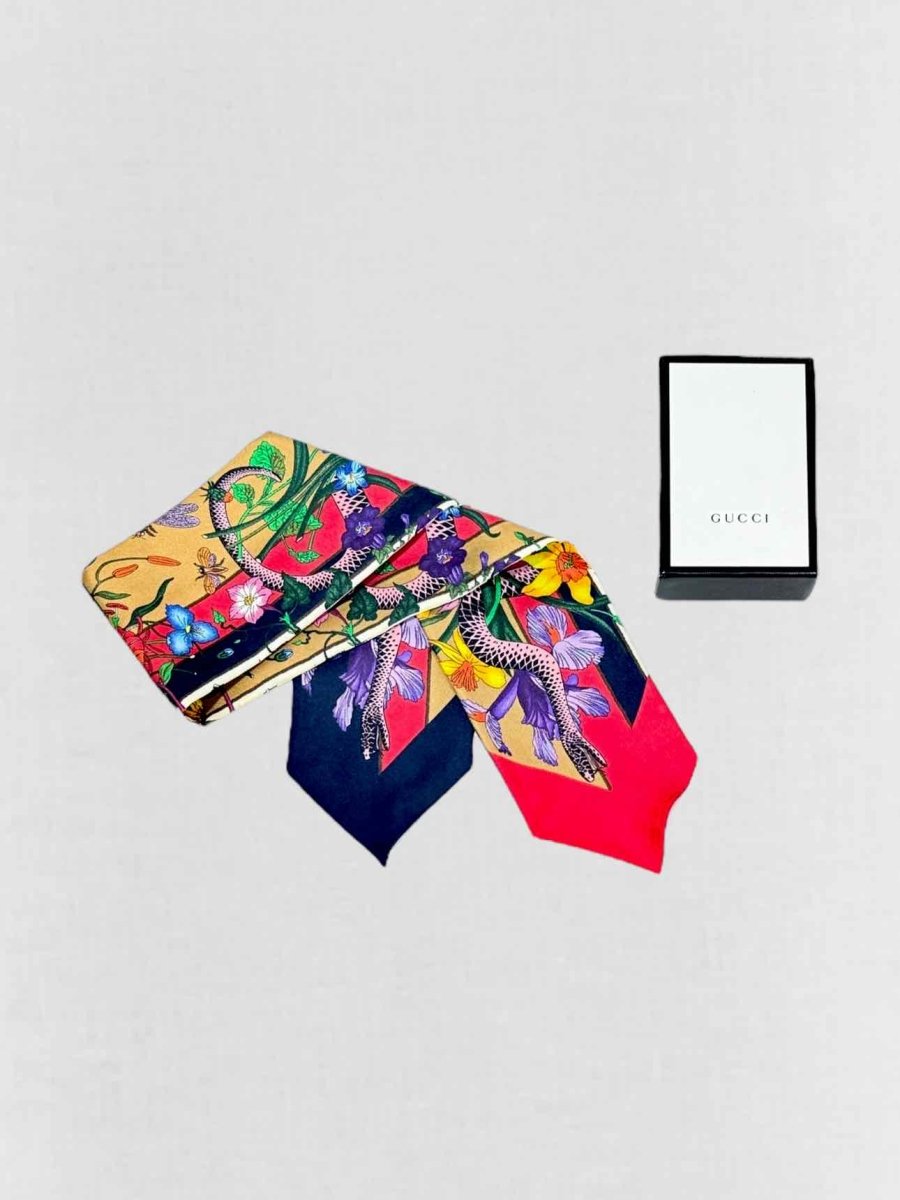 Pre - loved GUCCI Red Multicolor Floral Twill at Reems Closet